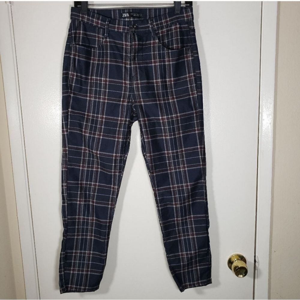 Zara Plaid Academia Casual Skinny Pants Size 31